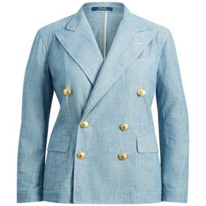 Polo Ralph Lauren Women's Chambray Cotton Blazer Blue 4